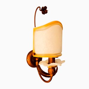 Wrought Iron Wall Light with Glass Fan