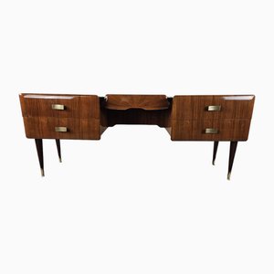 Commode à Tiroirs Mid-Century en Racine d'Acajou avec Plateau en Verre, 1960