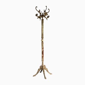 Italian Marble and Brass Standing Coat Rack, 1960s