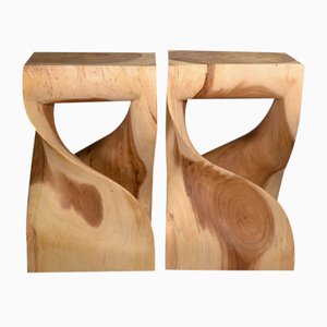 Set of Exotic Wood Stools Comme Chez You Art