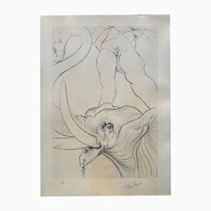 Salvador Dali, Now It's Evening, Original Color Drypoint Etching, 1973