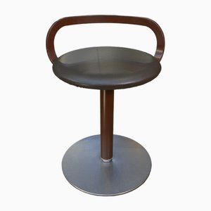 Tabouret Rotatif en Métal et Cuir La Palma, 1970s