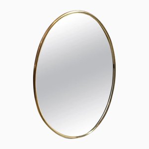 Mid-Century Modern Brass Oval Wall Mirror, 1960s