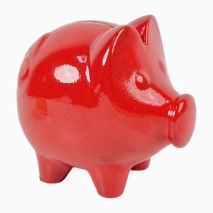 Vintage Ceramic Red Piggy Bank from Scheurich Keramik, 1970s