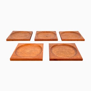 Sottobicchieri Mid-Century in teak, anni '60, set di 5