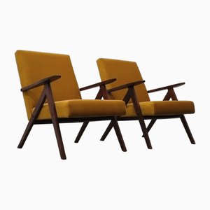 Poltrona Mid-Century modelo B - 310 Var de terciopelo dorado en el bosque, años 60