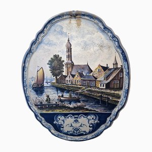 Wandtafeln aus Porzellan mit Kanalszenen von Royal Delft, 2er Set