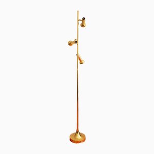 Three Lights Italian Brass Floor Lamp by Goffredo Reggiani, 1970s