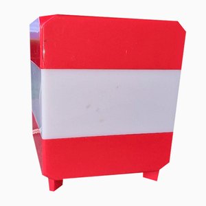 Cubic Bedside Lamp in Red and White Methacrylate, 1970s