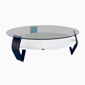 Mid-Century Modern Dutch Wenge & Smoke Glass Coffee Table, Netherlands, 1960s