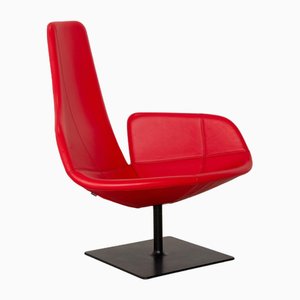 Fjord Leather Armchair Red Swivel Function by Patricia Urquiola for Moroso