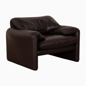 Dunkelbrauner Maralunga Ledersessel von Cassina