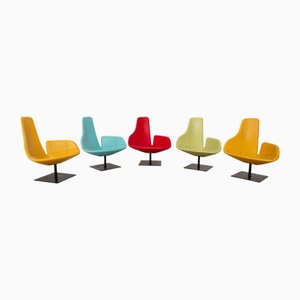 Fjord Leather Armchair Set in Yellow by Patricia Urquiola for Moroso, Set of 5
