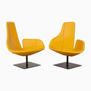 Fjord Leder Sessel Set in Gelb von Patricia Urquiola für Moroso, 2er Set