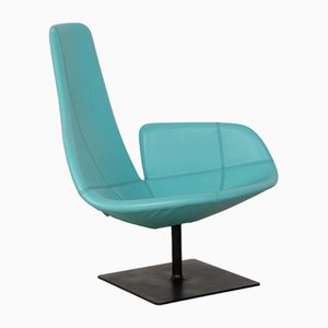 Fjord Leather Armchair in Turquoise Blue by Patricia Urquiola for Moroso