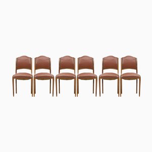 Vintage Art Deco Walnut Dining Chairs, Set of 6