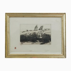 Bernhard Pankok, Cows by the Water, Etching