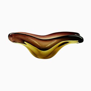 Brown Sommerso Glass Bowl attributed to Flavio Poli for Seguso, Italy, 1960s