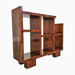 Libreria piccola Art Déco impiallacciata in noce, anni '20
