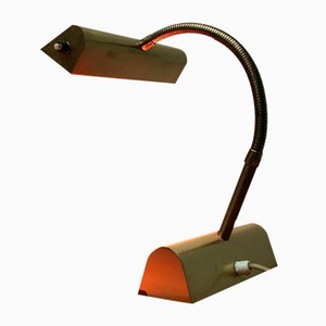 Lampada da tavolo Hollywood Regency Mid-Century a collo di cigno in ottone, anni '60
