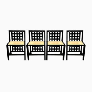 Vintage Italian Model 324 D. S. 3 Chairs by Charles Rennie Mackintosh for Cassina, Set of 4