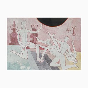 Vakhtang Khelashvili, Steps of Civilisation, 2019, Pencil and Watercolour on Paper, Framed