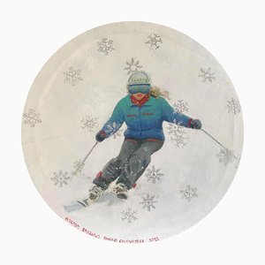 Rusiko Chikvaidze, Skiing with Snowflakes, 2023, Oil on Canvas