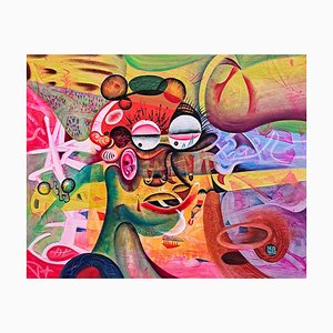 Hongda, Burn The Brain, 2023, Oil on Sailcloth