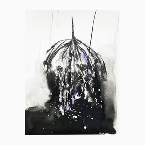 Doïna Vieru, Black Flower 5, 2023, Ink on Canson Paper