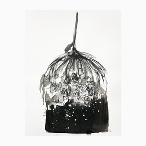 Doïna Vieru, Black Flower 7, 2023, Ink on Paper