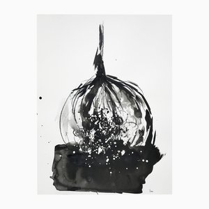 Doïna Vieru, Schwarze Blume 9, 2023, Tusche auf Papier