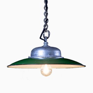 Vintage Factory Ceiling Light in Green