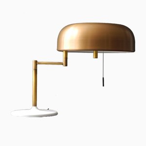 Lampe de Bureau avec Abat-Jour en Laiton de Staff, 1960s