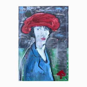 Ramaz Chantladze, Woman with Red Hat, 2020, Oil on Canvas