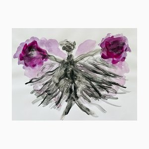 Lali Kakubava, Twirling in Violet, 2024, Watercolor on Paper