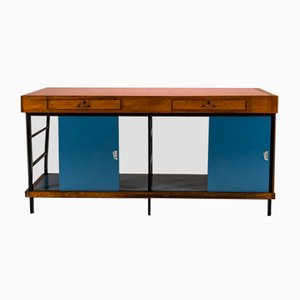 Large Vintage Italian Shop Counter in Pink and Blue with Glass Panels, 1960s