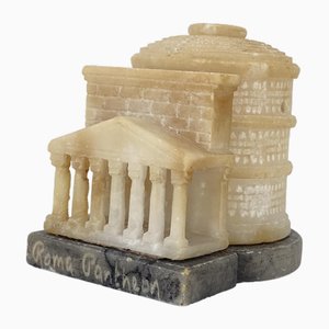 Hand-Carved Miniature Alabaster Model of the Pantheon in Rome, 1900