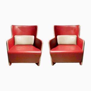 Sillas suecas Art Déco vintage de cuero y acero de Börge Lindau & Bo Lindekrantz para Lammhults, años 80. Juego de 2
