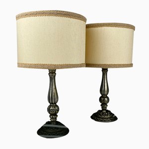 Lámpara de mesa vintage de metal, años 60 de Italia. Juego de 2