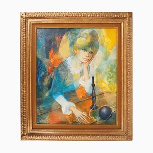 Jean-Baptiste Valadie, Meditation, The Young Girl with the Cup and Ball, 1975, Öl auf Leinwand