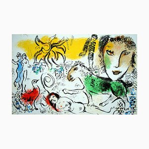Lithographie Originale Marc Chagall, Le Cheval Vert, 1973