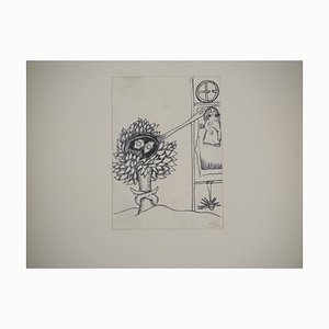 Jean-Claude Silbermann, Sneaky Signs: The Young Girl's Breakfast, Original Ink Drawing