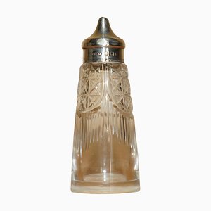 Antique Sterling Silver & Cut Glass Crystal Salt Shaker from John Grinsell & Sons, 1909
