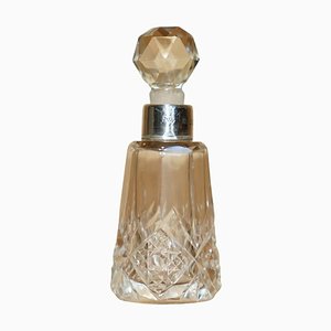 Antiker Parfümflaschenkolben aus geschliffenem Kristallglas & Sterling Silber, 1929