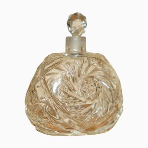 Antique French Cut Glass Crystal Collectable Dressing Table Perfume Bottle, 1920