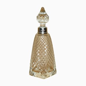 Antike Parfümflasche aus Sterling Silber aus geschliffenem Kristallglas, 1890