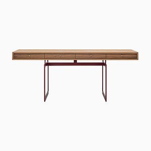 Red and Walnut Office Desk by Bodil Kjaer for Karakter