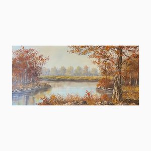 Da Erd Porret, Riverbank in Autumn, Olio su tela