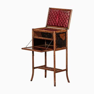 19th Century French Bamboo & Lacquer Work Table, 1870s