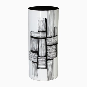 Mid-Century Italian Black & White Enameled Copper Umbrella Stand, 1960s
